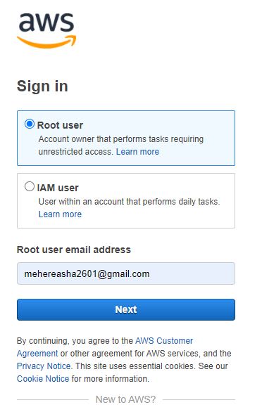 AWS Sign In for Root User: AWS Glue Data Catalog | Hevo Data
